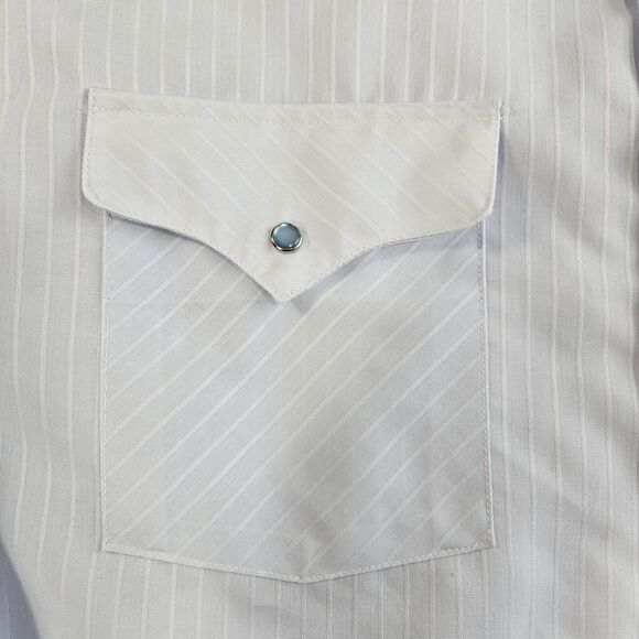 VTG Panhandle Slim Pearl Snap Shirt Mens 16.5 Blue Textured Stripes Western 90s - Picture 8 of 13